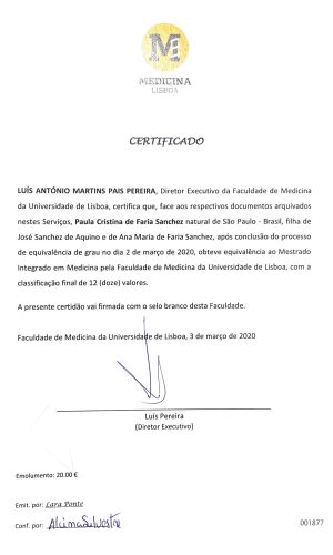 Certificado Portugal